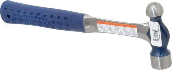Estwing - 3/4 Lb Head Ball Pein Hammer - Steel Handle, 1-3/8" Face Diam, 11-1/8" OAL, Steel with Cushion Grip - Industrial Tool & Supply