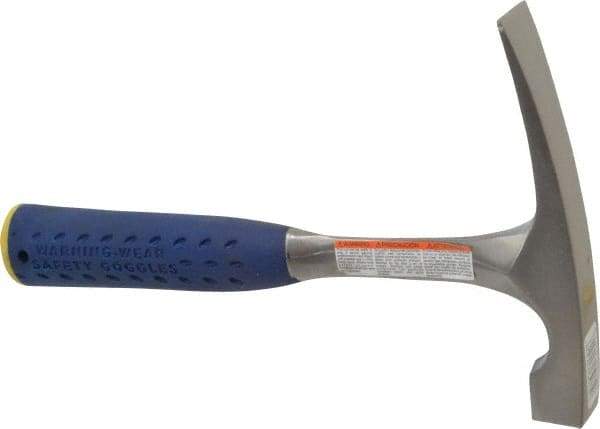 Estwing - 1-1/4 Lb Head Bricklayer's Hammer - 11" OAL, Steel Handle with Grip, 53/64" Face Diam - Industrial Tool & Supply