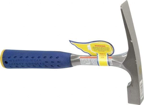 Estwing - 1-1/2 Lb Head Bricklayer's Hammer - 11" OAL, Steel Handle with Grip, 53/64" Face Diam - Industrial Tool & Supply