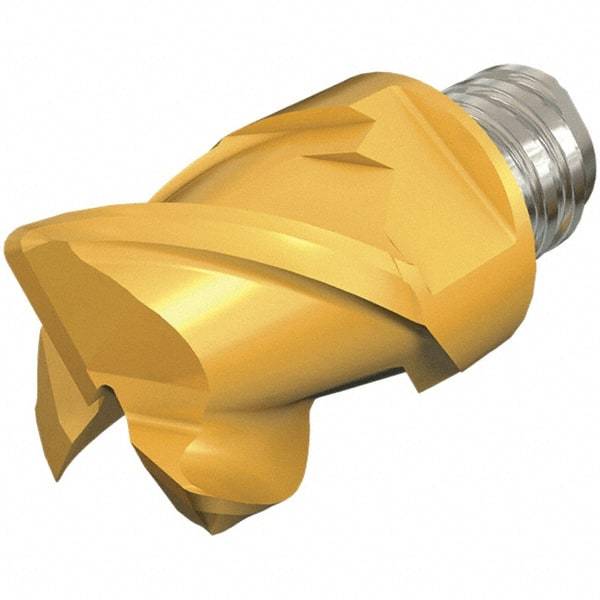 Iscar - MM EC Grade IC908 Carbide End Milling Tip Insert - TiAlN Finish, 3 Flutes, 3/8" Cutting Diam, 0.275" Depth of Cut, 0.512" Extension, 0.015" Cnr Rad, 45° Helix - Industrial Tool & Supply