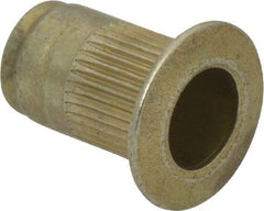 Made in USA - #8-32, 0.265 Insert Diam, 0.42" OAL, Knurled Body Open End Threaded Insert - 0.2656" Hole Diam, 0.39" Head Diam, 1008/1010 Steel, Clear Protective Coating & Zinc Yellow Dichromate Finish - Industrial Tool & Supply