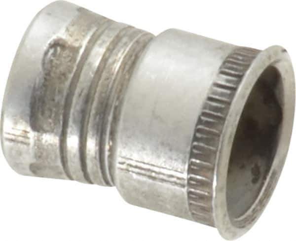 Made in USA - #10-32 UNF, Cadmium-Plated, Aluminum Knurled Rivet Nut Inserts - 0.03" to 0.09" Grip, 9/32" Drill Size, 0.36" Body Diam - Industrial Tool & Supply