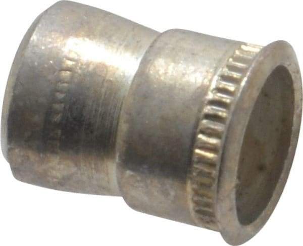 Made in USA - #10-32 UNF, Cadmium-Plated, Steel Knurled Rivet Nut Inserts - 0.03" to 0.09" Grip, 9/32" Drill Size, 0.36" Body Diam - Industrial Tool & Supply