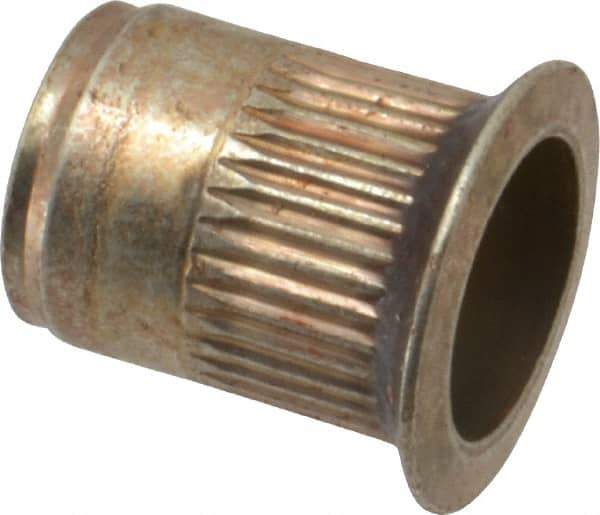 Made in USA - M10x1.50, 13.46mm Insert Diam, 17.53mm OAL, Sealed Head Open End Threaded Insert - 13.5mm Hole Diam, 17.4mm Head Diam, 1008/1010 Steel, Clear Protective Coating & Zinc Yellow Dichromate Finish - Industrial Tool & Supply