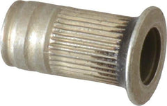 Made in USA - #10-24, 0.296 Insert Diam, 0.585" OAL, Sealed Head Open End Threaded Insert - 0.2969" Hole Diam, 0.415" Head Diam, 1008/1010 Steel, Clear Protective Coating & Zinc Yellow Dichromate Finish - Industrial Tool & Supply