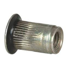 Made in USA - #10-32, 0.296 Insert Diam, 0.475" OAL, Sealed Head Open End Threaded Insert - 0.2969" Hole Diam, 0.415" Head Diam, 1008/1010 Steel, Clear Protective Coating & Zinc Yellow Dichromate Finish - Industrial Tool & Supply