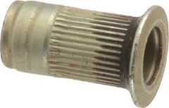 Made in USA - #10-32, 0.296 Insert Diam, 0.585" OAL, Sealed Head Open End Threaded Insert - 0.2969" Hole Diam, 0.415" Head Diam, 1008/1010 Steel, Clear Protective Coating & Zinc Yellow Dichromate Finish - Industrial Tool & Supply