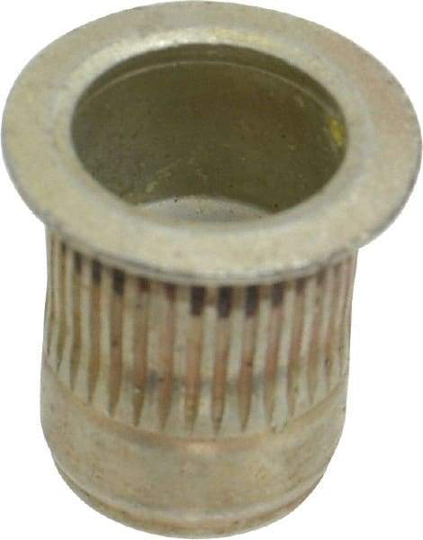 Made in USA - 5/16-18, 0.53 Insert Diam, 0.69" OAL, Sealed Head Open End Threaded Insert - 0.5312" Hole Diam, 0.685" Head Diam, 1008/1010 Steel, Clear Protective Coating & Zinc Yellow Dichromate Finish - Industrial Tool & Supply