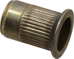 Made in USA - 5/16-18, 0.53 Insert Diam, 0.805" OAL, Sealed Head Open End Threaded Insert - 0.5312" Hole Diam, 0.685" Head Diam, 1008/1010 Steel, Clear Protective Coating & Zinc Yellow Dichromate Finish - Industrial Tool & Supply