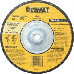 DeWALT - 24 Grit, 7" Wheel Diam, 1/8" Wheel Thickness, Type 27 Depressed Center Wheel - Aluminum Oxide, R Hardness, 8,700 Max RPM, Compatible with Angle Grinder - Industrial Tool & Supply