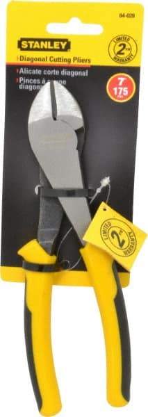 Stanley - 7" OAL, Cutting Pliers - 13/16" Jaw Length x 1-7/64" Jaw Width, Round Head, Thermo Plastic Elastomer (TPE) Handle - Industrial Tool & Supply
