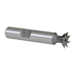 Keo - 1/2" Diam x 1/8" Width of Cut, 45° Included Angle, High Speed Steel Dovetail Cutter - 3/8" Shank Diam, 2" Shank Length, 2-1/8" Overall Length, Weldon Flat, Uncoated - Industrial Tool & Supply