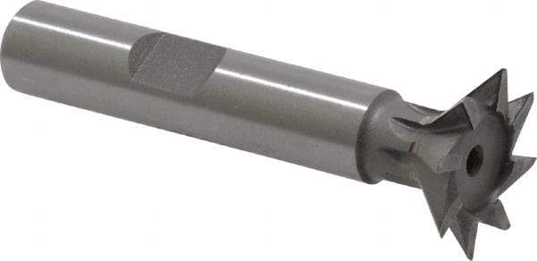 Keo - 3/4" Diam x 3/16" Width of Cut, 45° Included Angle, High Speed Steel Dovetail Cutter - 3/8" Shank Diam, 1-15/16" Shank Length, 2-1/8" Overall Length, Weldon Flat, Uncoated - Industrial Tool & Supply