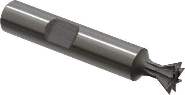 Keo - 3/8" Diam x 3/16" Width of Cut, 60° Included Angle, High Speed Steel Dovetail Cutter - 3/8" Shank Diam, 2-1/8" Overall Length, Weldon Flat, Uncoated - Industrial Tool & Supply