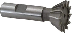 Keo - 1-3/8" Diam x 9/16" Width of Cut, 60° Included Angle, High Speed Steel Dovetail Cutter - 5/8" Shank Diam, 2-7/8" Overall Length, Weldon Flat, Uncoated - Industrial Tool & Supply