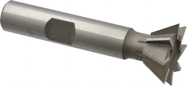 Keo - 3/4" Diam x 5/16" Width of Cut, 60° Included Angle, Cobalt Dovetail Cutter - 3/8" Shank Diam, 2-1/8" Overall Length, Weldon Flat, Uncoated - Industrial Tool & Supply