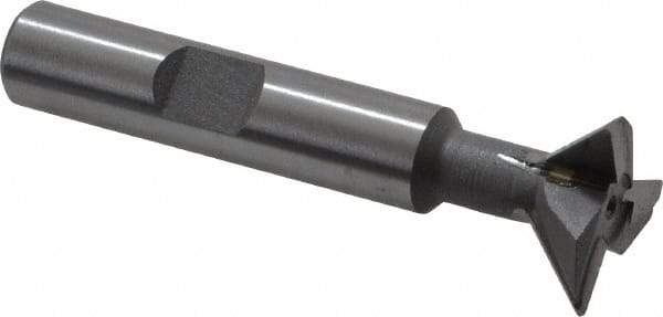 Keo - 3/4" Diam x 1/4" Width of Cut, 45° Included Angle, Carbide-Tipped Dovetail Cutter - 3/8" Shank Diam, 2-1/4" Overall Length, 0.02" Corner Radius, Weldon Flat, Uncoated - Industrial Tool & Supply