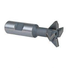 Keo - 1-1/2" Diam x 1/2" Width of Cut, 45° Included Angle, Carbide-Tipped Dovetail Cutter - 3/4" Shank Diam, 3-1/4" Overall Length, 0.02" Corner Radius, Weldon Flat, Uncoated - Industrial Tool & Supply