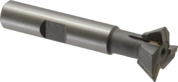 Keo - 3/4" Diam x 1/4" Width of Cut, 60° Included Angle, Carbide-Tipped Dovetail Cutter - 3/8" Shank Diam, 2-1/4" Overall Length, 0.02" Corner Radius, Weldon Flat, Uncoated - Industrial Tool & Supply