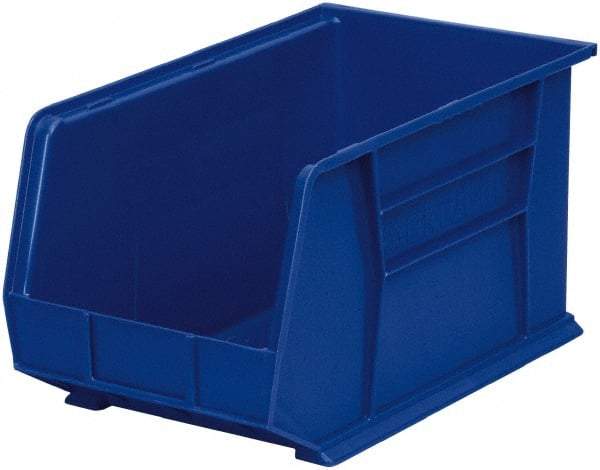 Akro-Mils - 60 Lb. Load Capacity, 18" Deep, Blue Polymer Hopper Stacking Bin - 10" High x 11" Wide x 18" Long - Industrial Tool & Supply