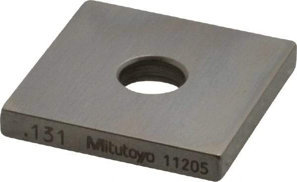 Mitutoyo - 0.131" Square Steel Gage Block - Accuracy Grade 0, Includes Certificate of Inspection - Industrial Tool & Supply