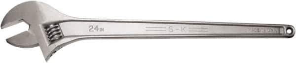 SK - 2-1/2" Jaw Capacity, 24" Standard Adjustable Wrench - Stainless Steel, Chrome Finish, 24" OAL - Industrial Tool & Supply