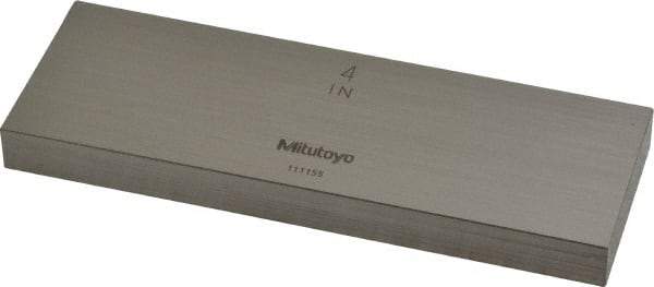 Mitutoyo - 4" Rectangular Steel Gage Block - Accuracy Grade 0, Includes Certificate of Inspection - Industrial Tool & Supply