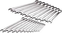 SK - 21 Piece, 1/4" to 1-1/2", 12 Point Combination Wrench Set - Inch Measurement Standard, Chrome Finish, Comes in Rack - Industrial Tool & Supply