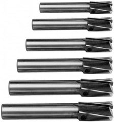 Value Collection - 6 Piece, 3 Flutes, Straight Shank, Interchangeable Pilot Counterbore Set - Industrial Tool & Supply