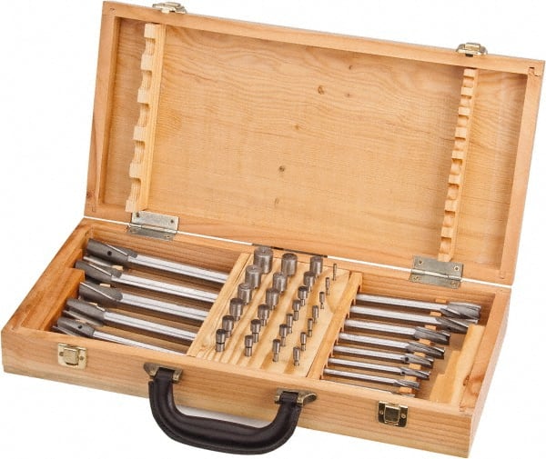 Value Collection - 39 Piece, 3 Flutes, Straight Shank, Interchangeable Pilot Counterbore Set - Industrial Tool & Supply