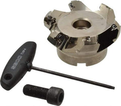 Seco - 3.15" Cut Diam, 1" Arbor Hole, 0.236" Max Depth of Cut, 45° Indexable Chamfer & Angle Face Mill - 6 Inserts, SE.X 1204 Insert, Right Hand Cut, 6 Flutes, Through Coolant, Series R220.53 - Industrial Tool & Supply