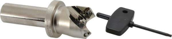 Seco - 45° Lead Angle, 1.18" Max Cut Diam, 0.18" Max Depth of Cut, Indexable Chamfer and Angle End Mill - 2 Inserts, SE.. 09T3 Insert Style, 3.54" Overall Length, Through Coolant - Industrial Tool & Supply