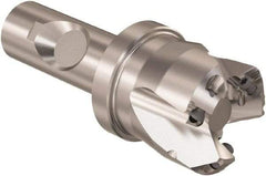 Seco - 45° Lead Angle, 1.38" Max Cut Diam, 0.18" Max Depth of Cut, Indexable Chamfer and Angle End Mill - 3 Inserts, SE.. 09T3 Insert Style, 3.54" Overall Length, Through Coolant - Industrial Tool & Supply