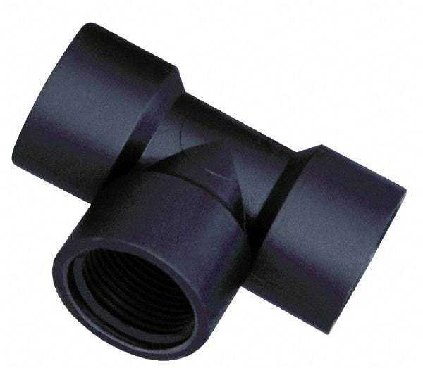 Green Leaf - 1-1/4" Polypropylene Plastic Pipe Tee - FIPT x FIPT x FIPT End Connections - Industrial Tool & Supply