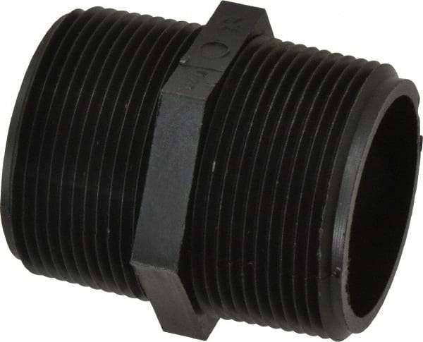 Green Leaf - 1-1/2" Polypropylene Plastic Pipe Hex Nipple - MIPT x MIPT End Connections - Industrial Tool & Supply
