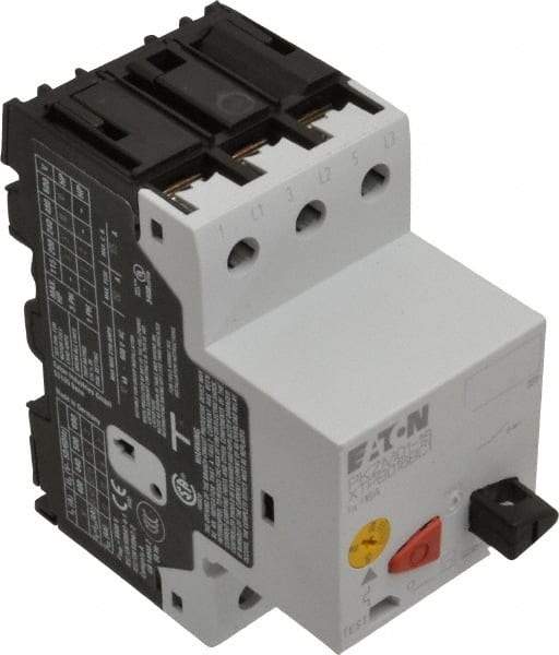 Eaton Cutler-Hammer - 16 Amp, IEC, Open Pushbutton Manual Motor Starter - 45mm Wide x 85mm Deep x 3.6667" High, 10 hp at 480 V, 10 hp at 600 V, 3 hp at 200 V & 5 hp at 240 V, CE Approved, CSA Certified, DIN VDE, EN/IEC, UL 508 Type E Compliant & UL Listed - Industrial Tool & Supply