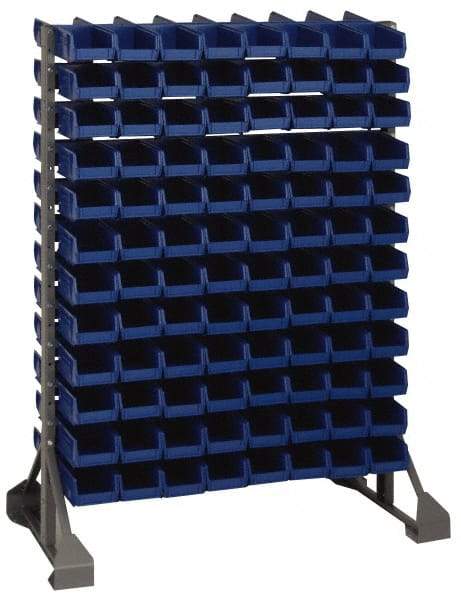 Quantum Storage - 96 Bin Rail Unit with Bins - 36 Inch Overall Width x 25 Inch Overall Depth x 53 Inch Overall Height, Red Polypropylene / Polyethylene Bins - Industrial Tool & Supply