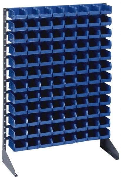Quantum Storage - 96 Bin Rail Unit with Bins - 36 Inch Overall Width x 15 Inch Overall Depth x 53 Inch Overall Height, Blue Polypropylene / Polyethylene Bins - Industrial Tool & Supply