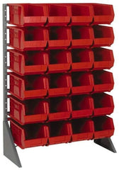 Quantum Storage - 24 Bin Rail Unit with Bins - 36 Inch Overall Width x 15 Inch Overall Depth x 53 Inch Overall Height, Blue Polypropylene / Polyethylene Bins - Industrial Tool & Supply