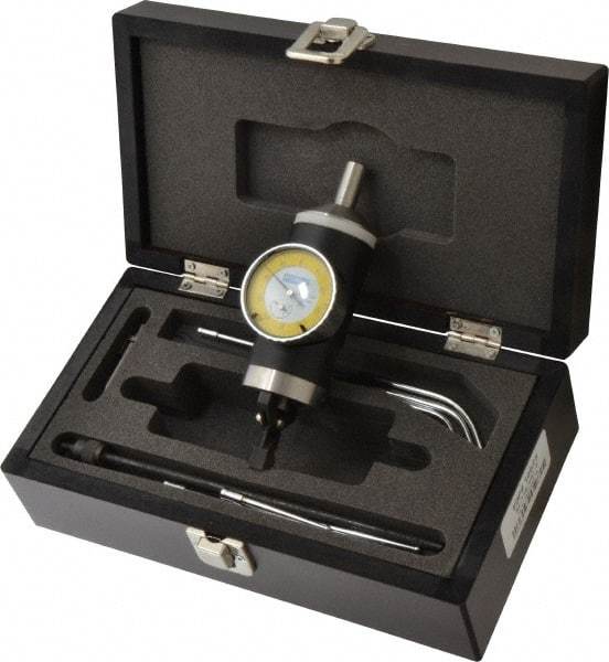 Fowler - 9 Piece, 0mm to 300mm Measuring Range, 42.5mm Dial Diam, 0-50 Dial Reading, White & Yellow Dial Test Indicator Kit - 0.01mm Dial Graduation - Industrial Tool & Supply
