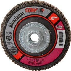 Camel Grinding Wheels - 36 Grit, 4-1/2" Disc Diam, 5/8-11 Center Hole, Type 27 Aluminum Oxide Flap Disc - 13,300 Max RPM, Polyester Backing, Arbor Attaching System, Coated - Industrial Tool & Supply
