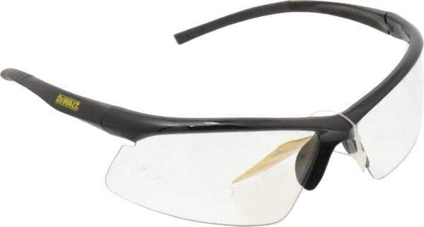 DeWALT - Clear Lenses, Framed Safety Glasses - Anti-Fog, Scratch Resistant, Black Plastic Frame, Size Universal, Wrap Around - Industrial Tool & Supply