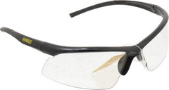 DeWALT - Clear Lenses, Framed Safety Glasses - Anti-Fog, Scratch Resistant, Black Plastic Frame, Size Universal, Wrap Around - Industrial Tool & Supply