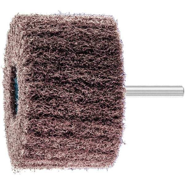 PFERD - 3" Diam x 2" Face Width, Aluminum Oxide Nonwoven Mounted Flap Wheel - 1/4" Shank Mount, 100 Grit, 7,500 Max RPM - Industrial Tool & Supply
