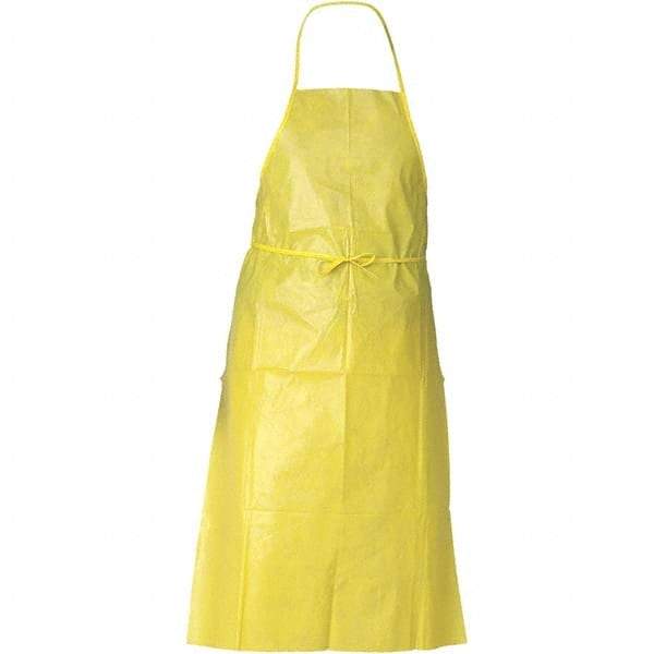 KleenGuard - 29" Wide x 44" Long x 1-1/2 mil Thick Chemical Resistant Bib Apron - Polyethylene & Spunbound, Yellow, Resists Chemical Sprays - Industrial Tool & Supply