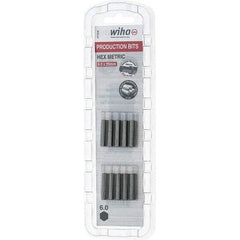 Wiha - 6mm Hex Screwdriver Bit - 1/4" Drive, 1" OAL - Industrial Tool & Supply