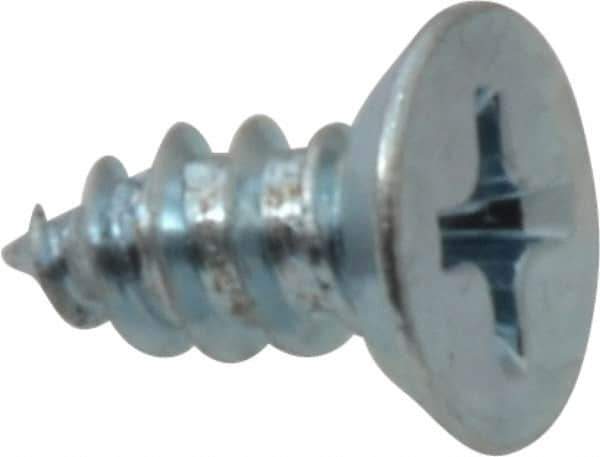 Value Collection - #8 Flat Head Phillips Sheet Metal Screw - Steel, 3/8" OAL, Grade 2 - Industrial Tool & Supply