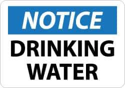 NMC - "Notice - Drinking Water", 10" Long x 14" Wide, Aluminum Safety Sign - Rectangle, 0.04" Thick, Use for Security & Admittance - Industrial Tool & Supply