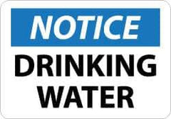 NMC - "Notice - Drinking Water", 10" Long x 14" Wide, Aluminum Safety Sign - Rectangle, 0.04" Thick, Use for Security & Admittance - Industrial Tool & Supply