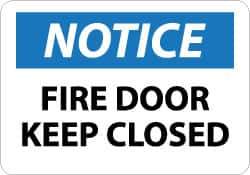 NMC - Notice - Fire Door - Keep Closed, Aluminum Fire and Exit Sign - 14" Wide x 10" High - Industrial Tool & Supply